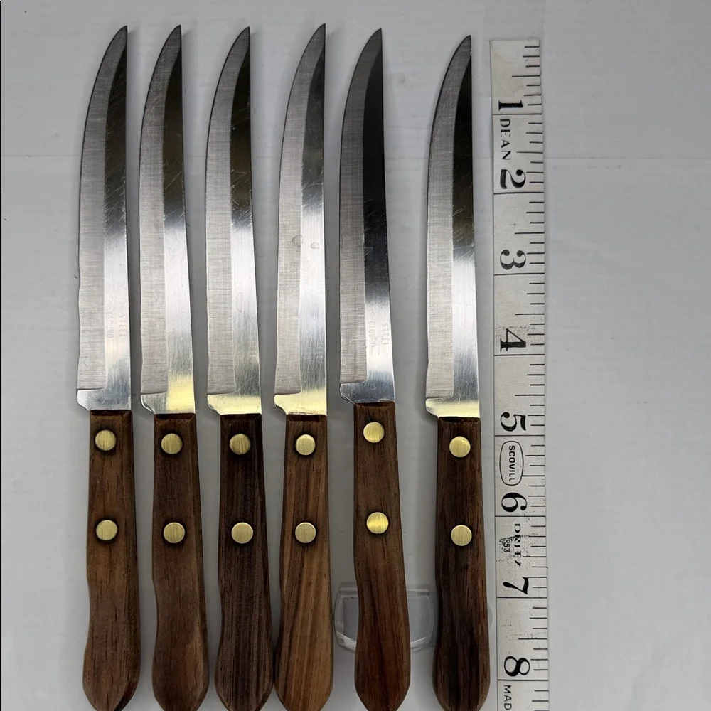 Vintage Wooden Handle Stainless Steel Knife Set